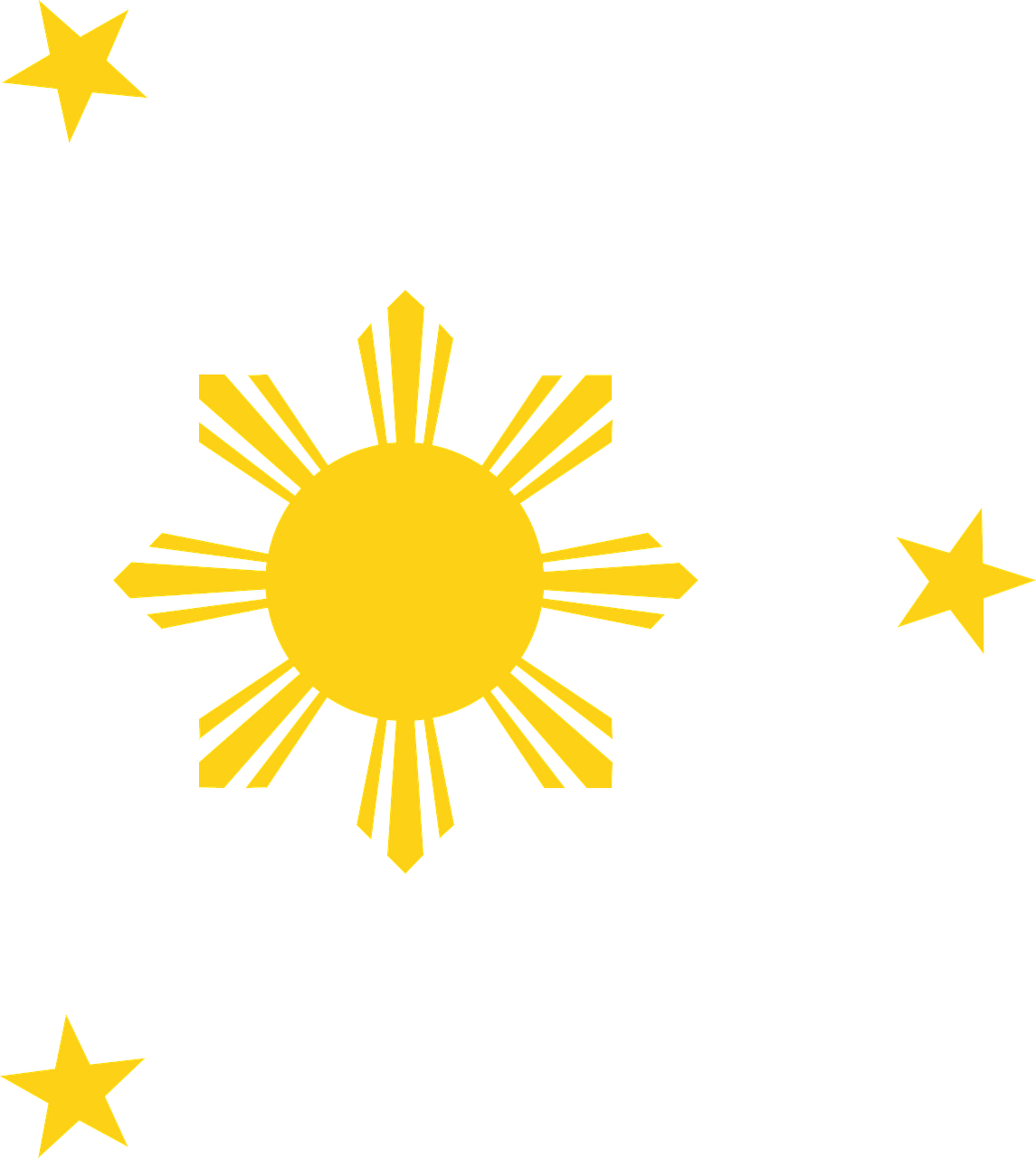 Graphic of yellow sun surrounded by three yellow stars