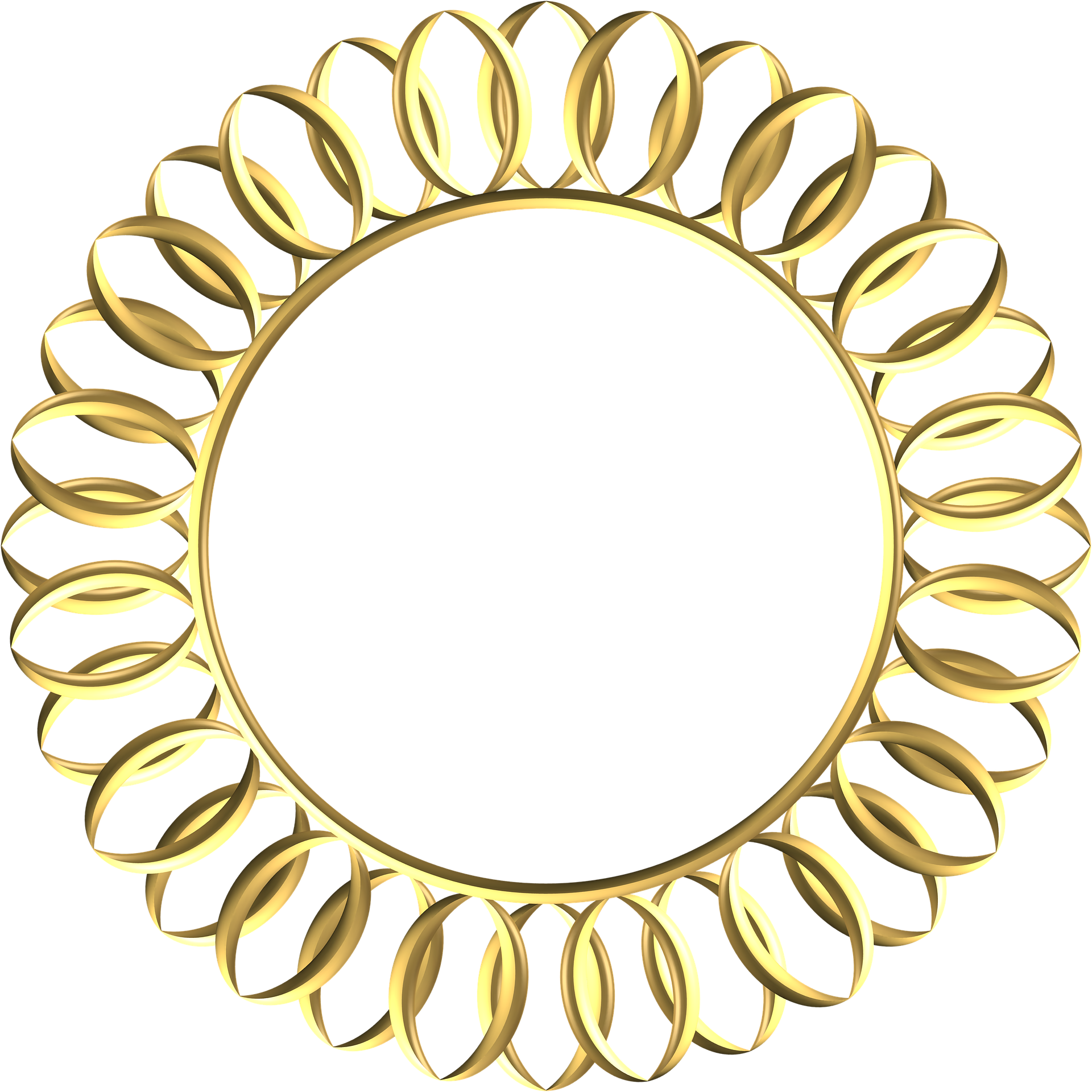 A graphic of a round mirror with a golden sunlike frame