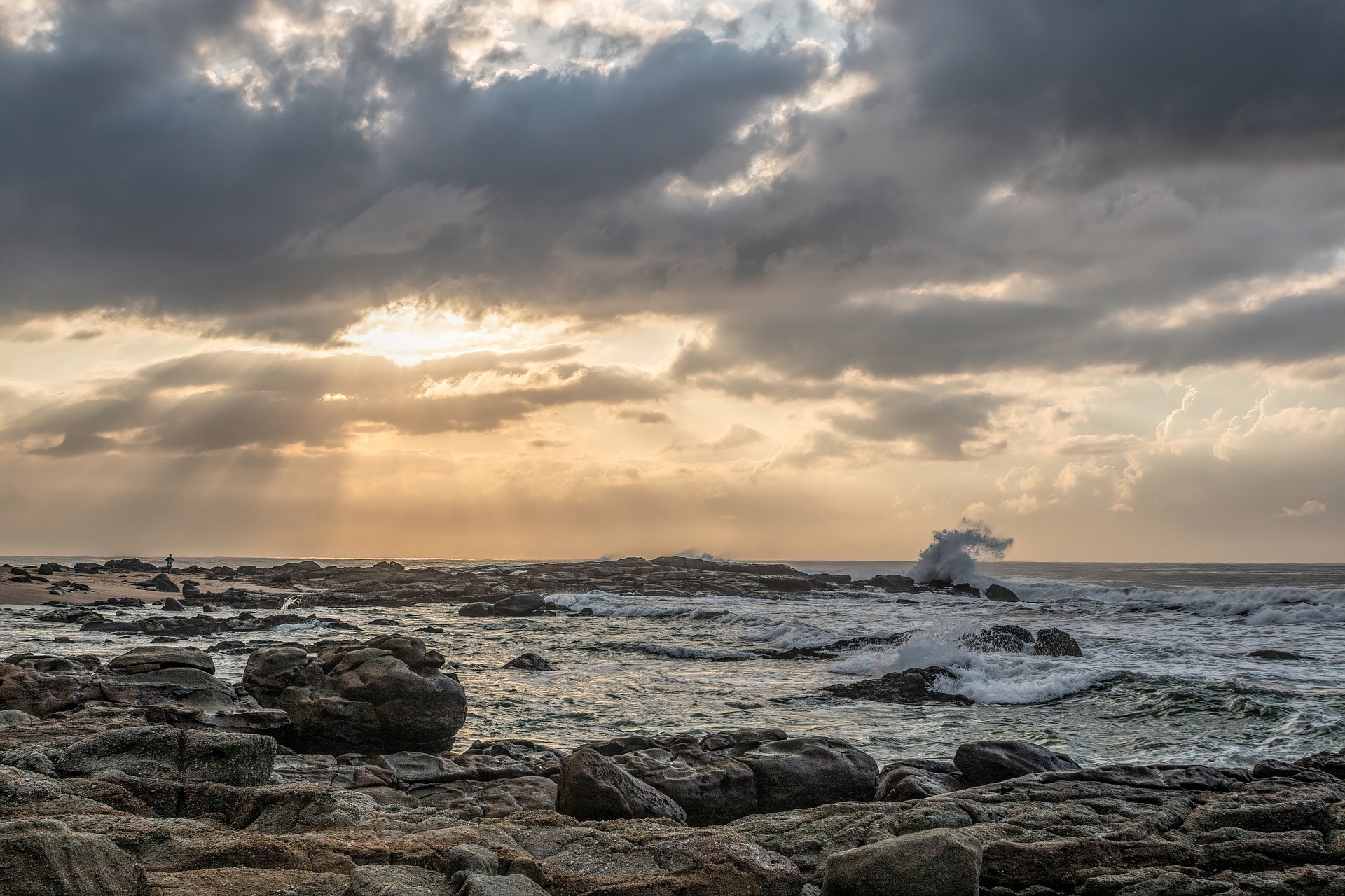 A sunrise over a beach in KwaZulu-Natal, South Africa
